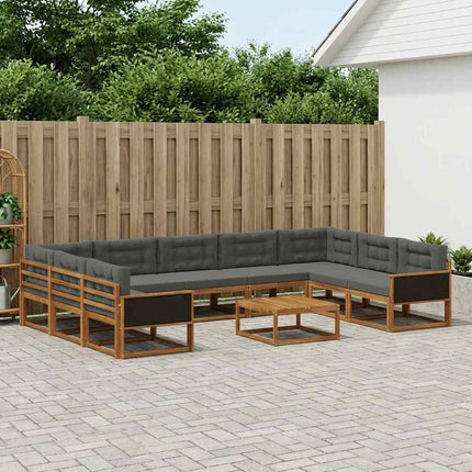 Utomhussoffset med kudde 10 pcs Naturlig och Antracit