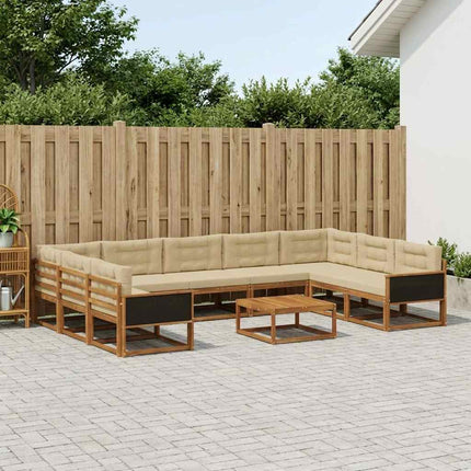 Utomhussoffset med kudde 10 pcs Naturlig och Beige