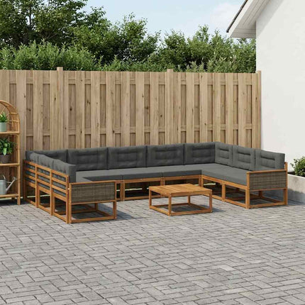 Utomhussoffset med kudde 10 pcs Naturlig och Antracit