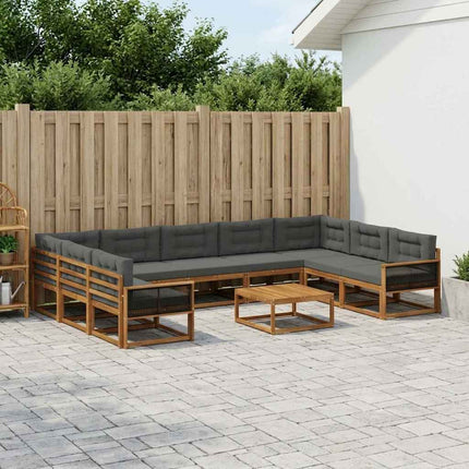 Utomhussoffset med kudde 10 pcs Naturlig och Antracit