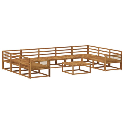 Utomhussoffset 10 pcs Naturlig Massivt Akaciaträ