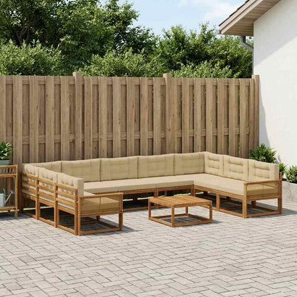 Utomhussoffset med kudde 10 pcs Naturlig och Beige