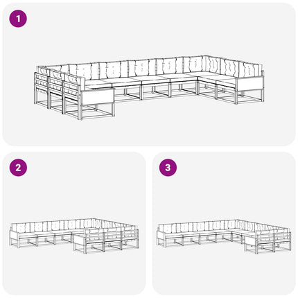 Utomhussoffset med kudde 10 pcs Naturlig och ljusgrå