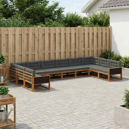 Utomhussoffset med kudde 10 pcs Naturlig och Antracit