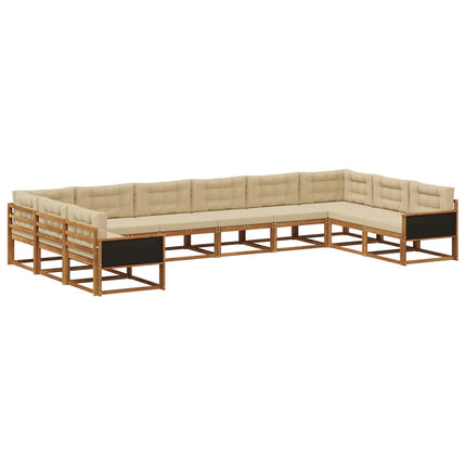 Utomhussoffset med kudde 10 pcs Naturlig och Beige