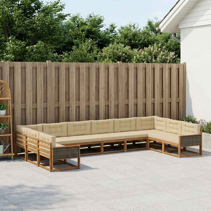 Utomhussoffset med kudde 10 pcs Naturlig och Beige