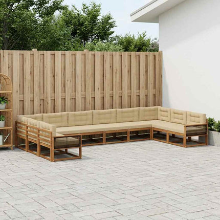 Utomhussoffset med kudde 10 pcs Naturlig och Beige
