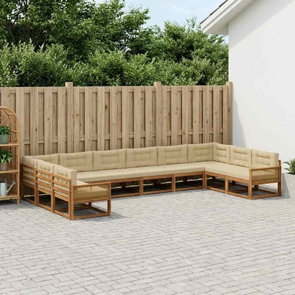 Utomhussoffset med kudde 10 pcs Naturlig och Beige