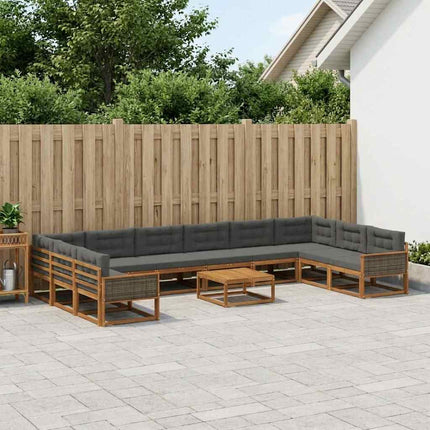 Utomhussoffset med kudde 11 pcs Naturlig och Antracit