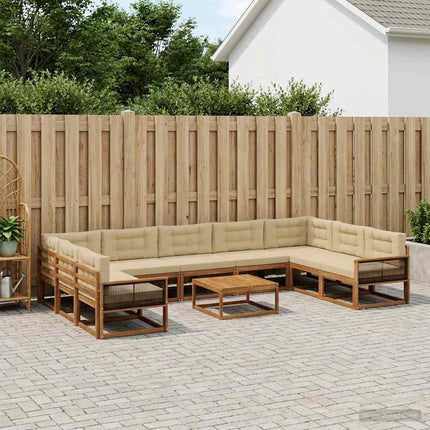 Utomhussoffset med kudde 11 pcs Naturlig och Beige