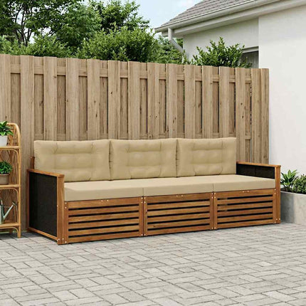 Utomhussoffset 3 pcs Naturlig och Beige Polyester