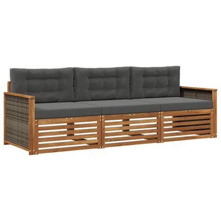 Utomhussoffset med kudde 3 pcs Naturlig och Antracit