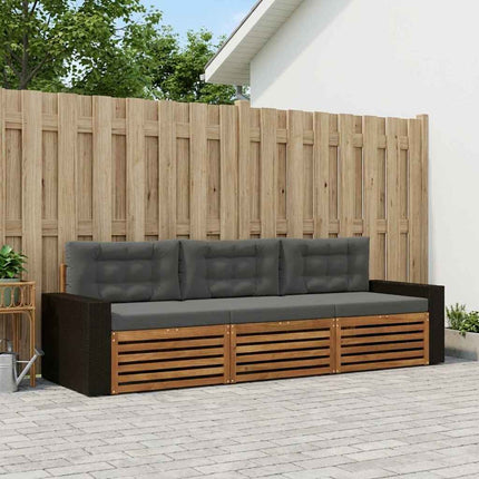 Utomhussoffset med kudde 3 pcs Naturlig och Antracit Polyester