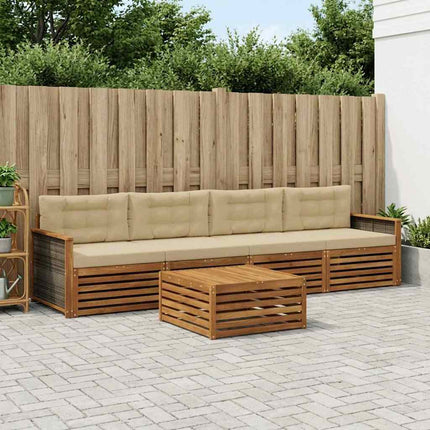 Utomhussoffset med kudde 5 pcs Naturlig och Beige