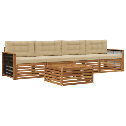 Utomhussoffset med kudde 5 pcs Naturlig och Beige