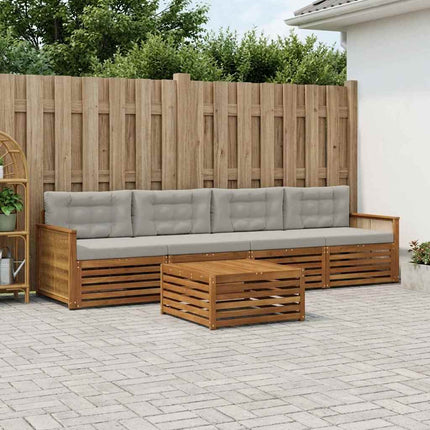 Utomhussoffset med kudde 5 pcs Naturlig och ljusgrå