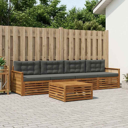 Utomhussoffset med kudde 5 pcs Naturlig och Antracit