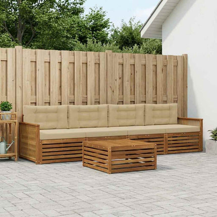 Utomhussoffset med kudde 5 pcs Naturlig och Beige