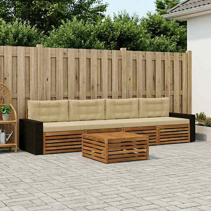 Utomhussoffset 5 pcs Naturlig och Beige Massivt Akaciaträ