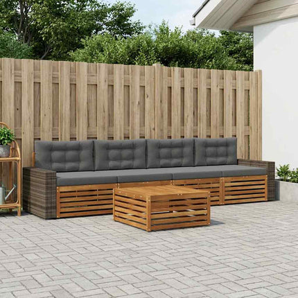 Utomhussoffset 5 pcs Naturlig och Antracit Massivt Akaciaträ