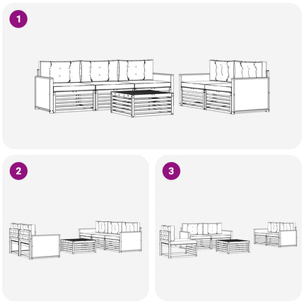 Utomhussoffset 6 pcs Naturlig och Grädde