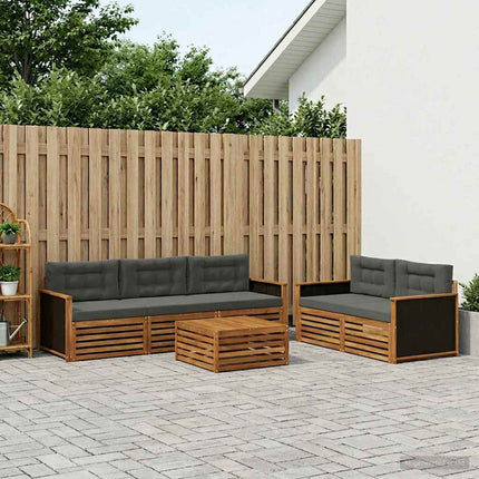 Utomhussoffset 6 pcs Naturlig och Antracit