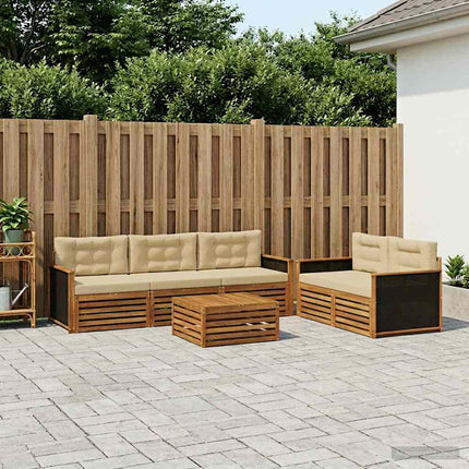 Utomhussoffset 6 pcs Naturlig och Beige