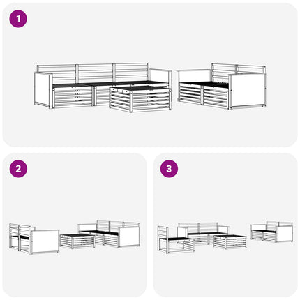 Utomhussoffset 6 pcs Naturlig Massivt Akaciaträ
