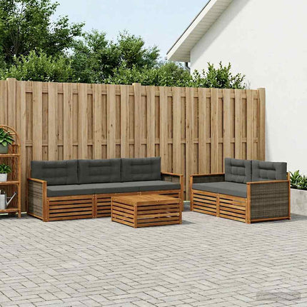 Utomhussoffset med kudde 6 pcs Naturlig och Antracit