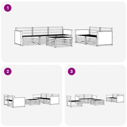 Utomhussoffset 6 pcs Naturlig Massivt Akaciaträ