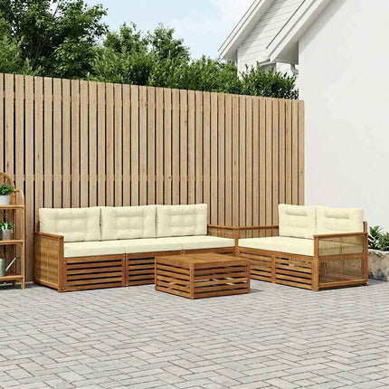 Utomhussoffset med kudde 6 pcs Naturlig och Grädde