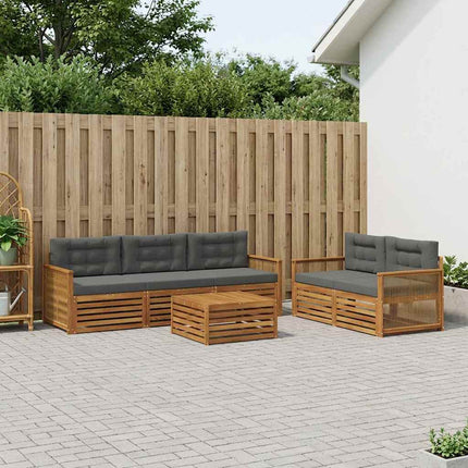 Utomhussoffset med kudde 6 pcs Naturlig och Antracit