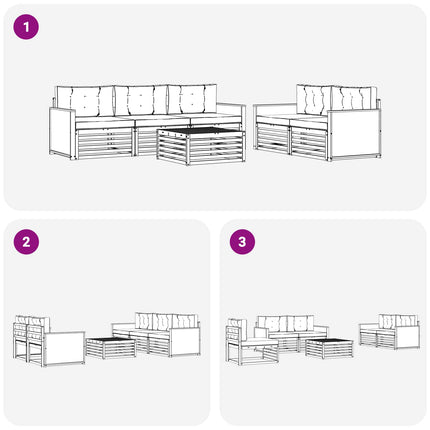 Utomhussoffset med kudde 6 pcs Naturlig och Antracit