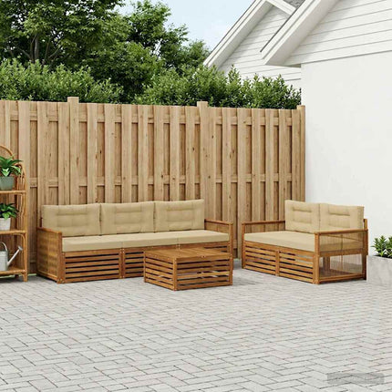 Utomhussoffset med kudde 6 pcs Naturlig och Beige
