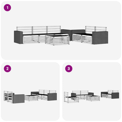 Utomhussoffset 6 pcs Naturlig Massivt Akaciaträ