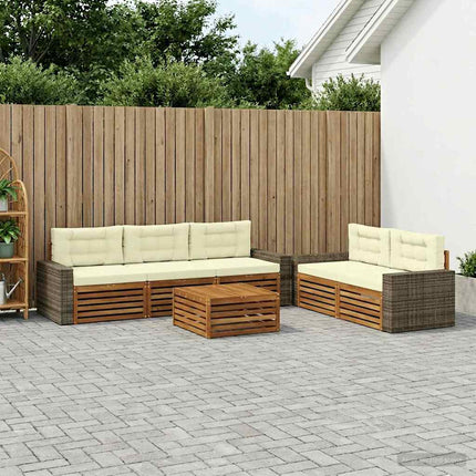 Utomhussoffset 6 pcs Naturlig och Grädde