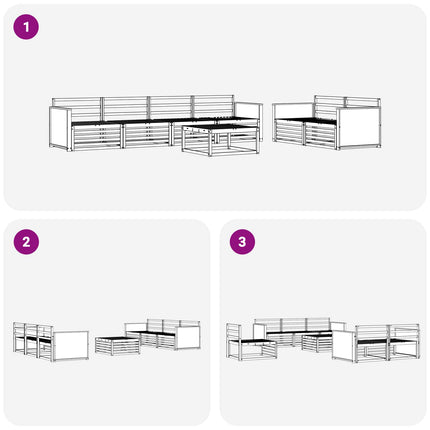 Utomhussoffset 7 pcs Naturlig Massivt Akaciaträ