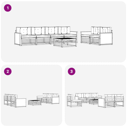 Utomhussoffset med kudde 7 pcs Naturlig och Antracit