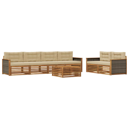 Utomhussoffset med kudde 7 pcs Naturlig och Beige
