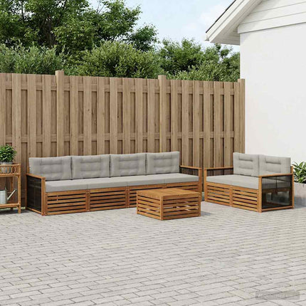Utomhussoffset med kudde 7 pcs Naturlig och ljusgrå