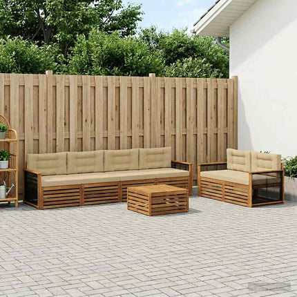 Utomhussoffset med kudde 7 pcs Naturlig och Beige