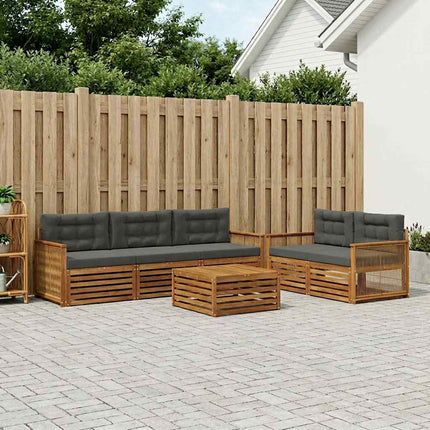 Utomhussoffset med kudde 7 pcs Naturlig och Antracit