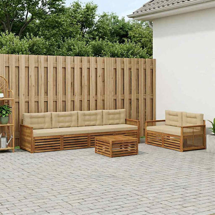 Utomhussoffset med kudde 7 pcs Naturlig och Beige