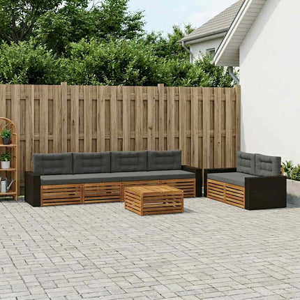 Utomhussoffset med kudde 7 pcs Naturlig och Antracit Polyester