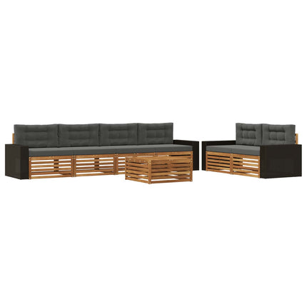 Utomhussoffset med kudde 7 pcs Naturlig och Antracit Polyester