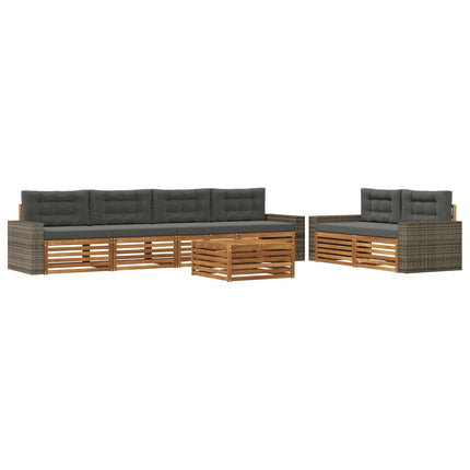 Utomhussoffset med kudde 7 pcs Naturlig och Antracit Polyester