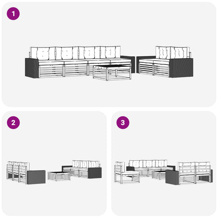 Utomhussoffset med kudde 7 pcs Naturlig och Antracit Polyester