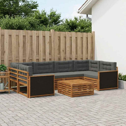 Utomhussoffset med kudde 7 pcs Naturlig och Antracit Polyester