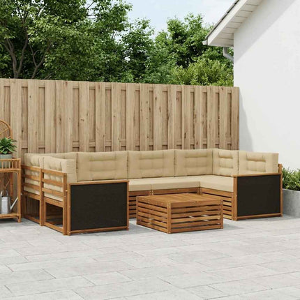 Utomhussoffset med kudde 7 pcs Naturlig och Beige Polyester