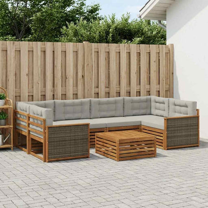 Utomhussoffset med kudde 7 pcs Naturlig och ljusgrå